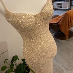 Windsor Strapless Sequin Dress in Gold